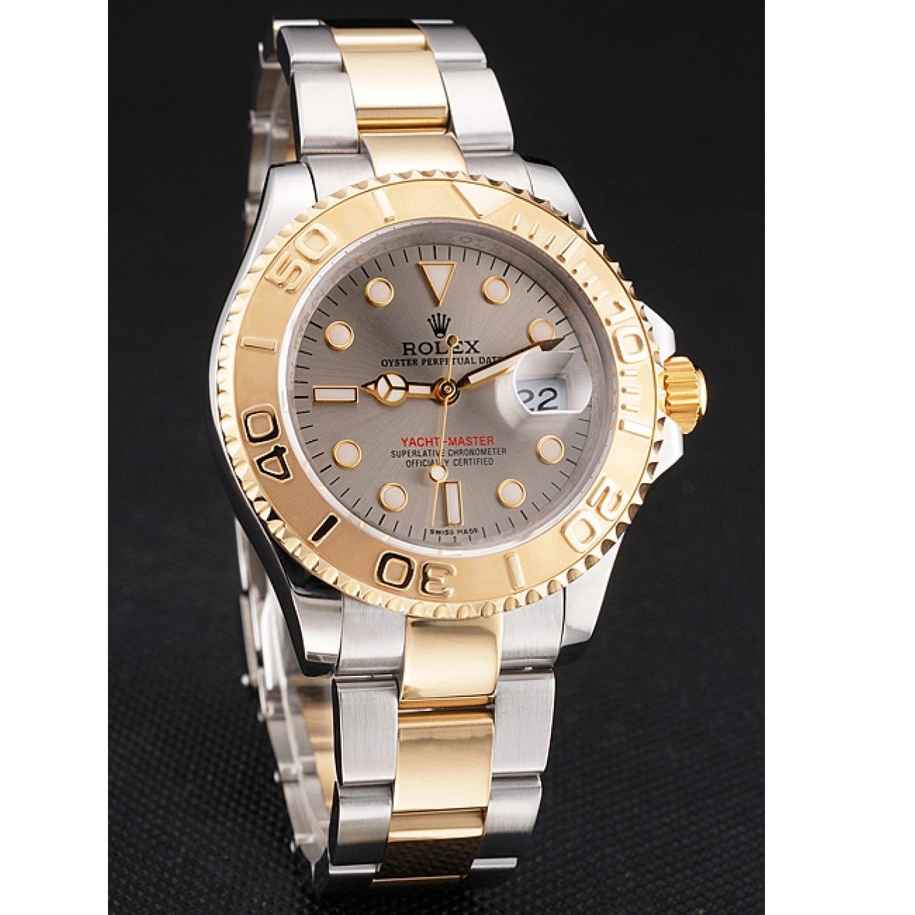 Good Copy Rolex Watches Bezel Steel Gold Rolex Tone Gray Yacht-Master Swiss Case Dial Stainless Dial Two 0627